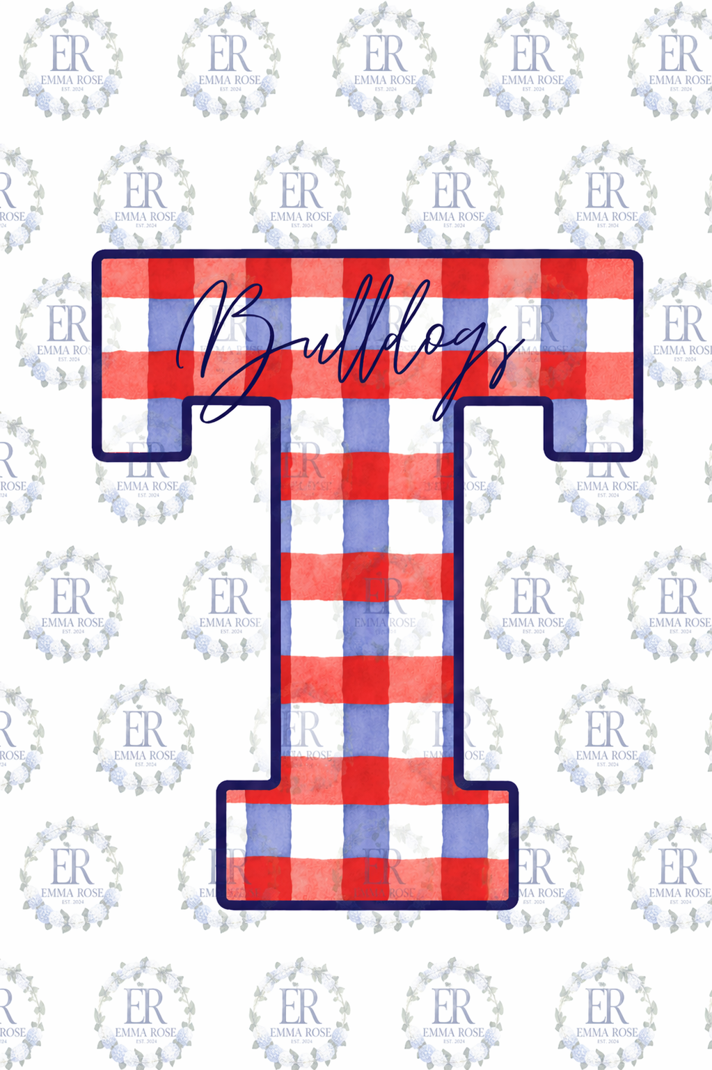 Blue and Red T Door Sign 18in