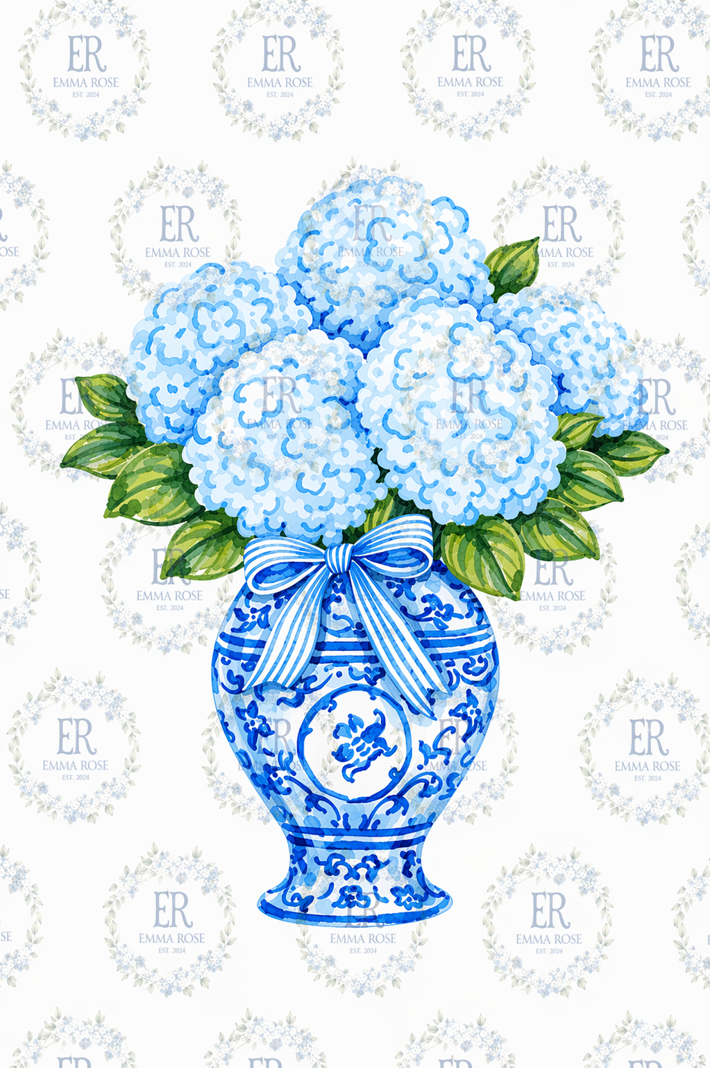 Blue Hydrangea Door Sign 18in