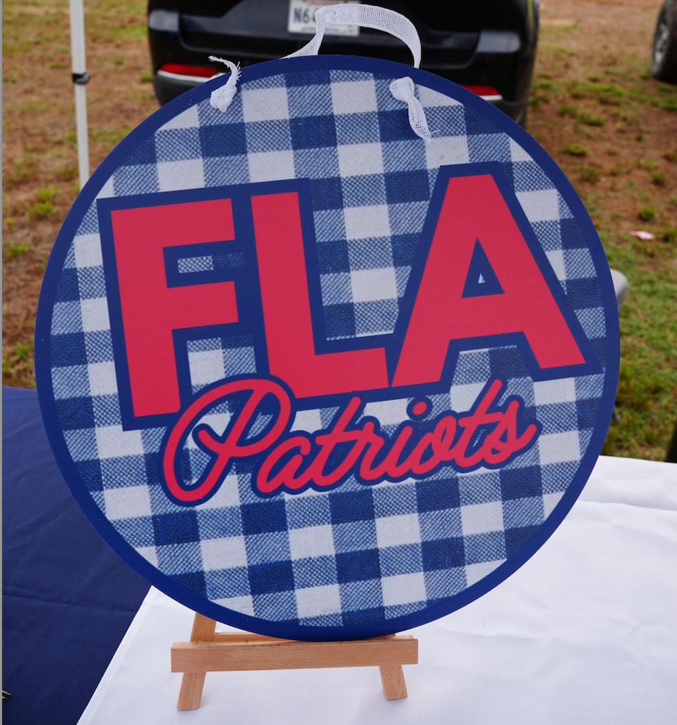 SALE Navy Gingham FLA Door Sign 18in