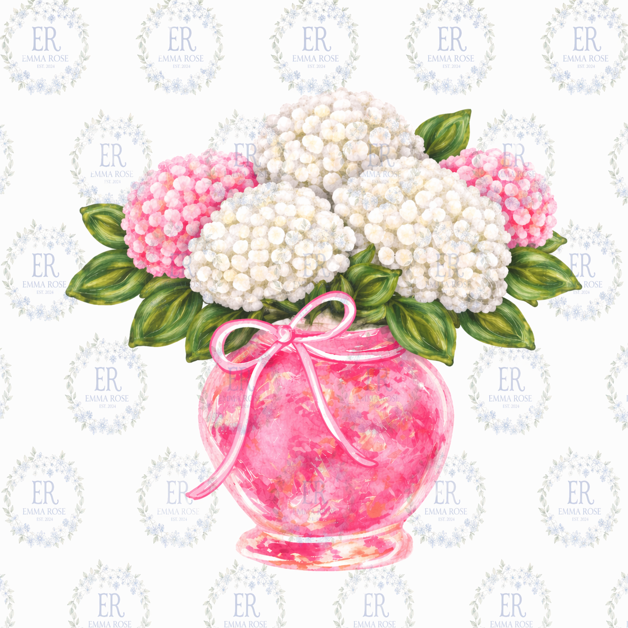 Pink Hydrangea Door Sign 18in