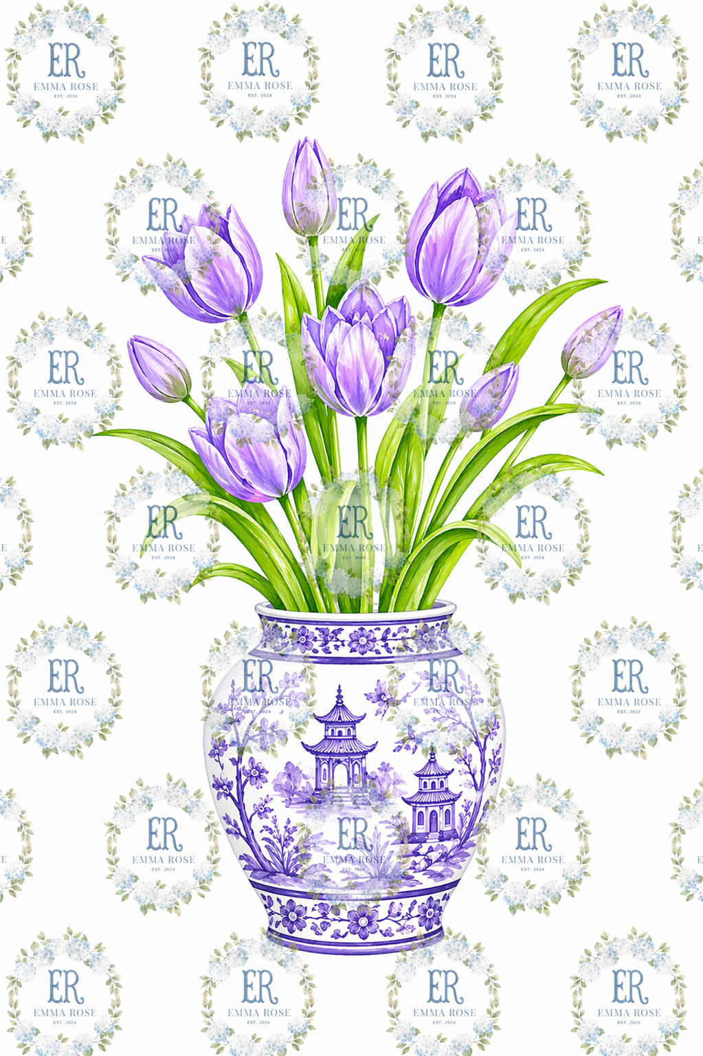 Purple Tulips Door Sign 18in