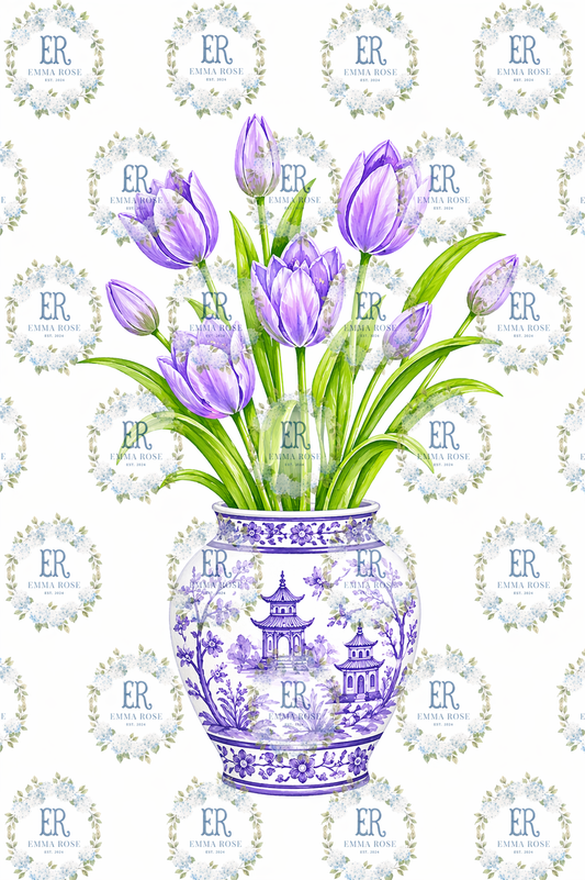 Purple Tulips Door Sign 18in
