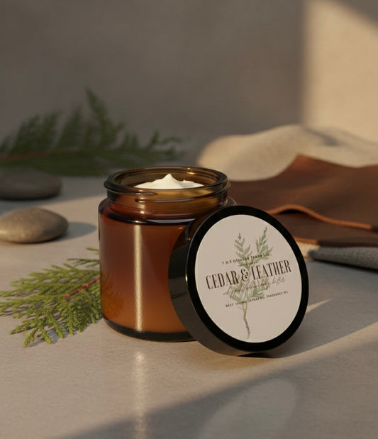 Cedar & Leather Whipped Tallow (4 ounce glass jar) 15% off at checkout!