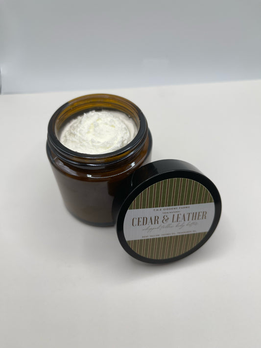 Cedar & Leather Whipped Tallow (4 ounce glass jar)